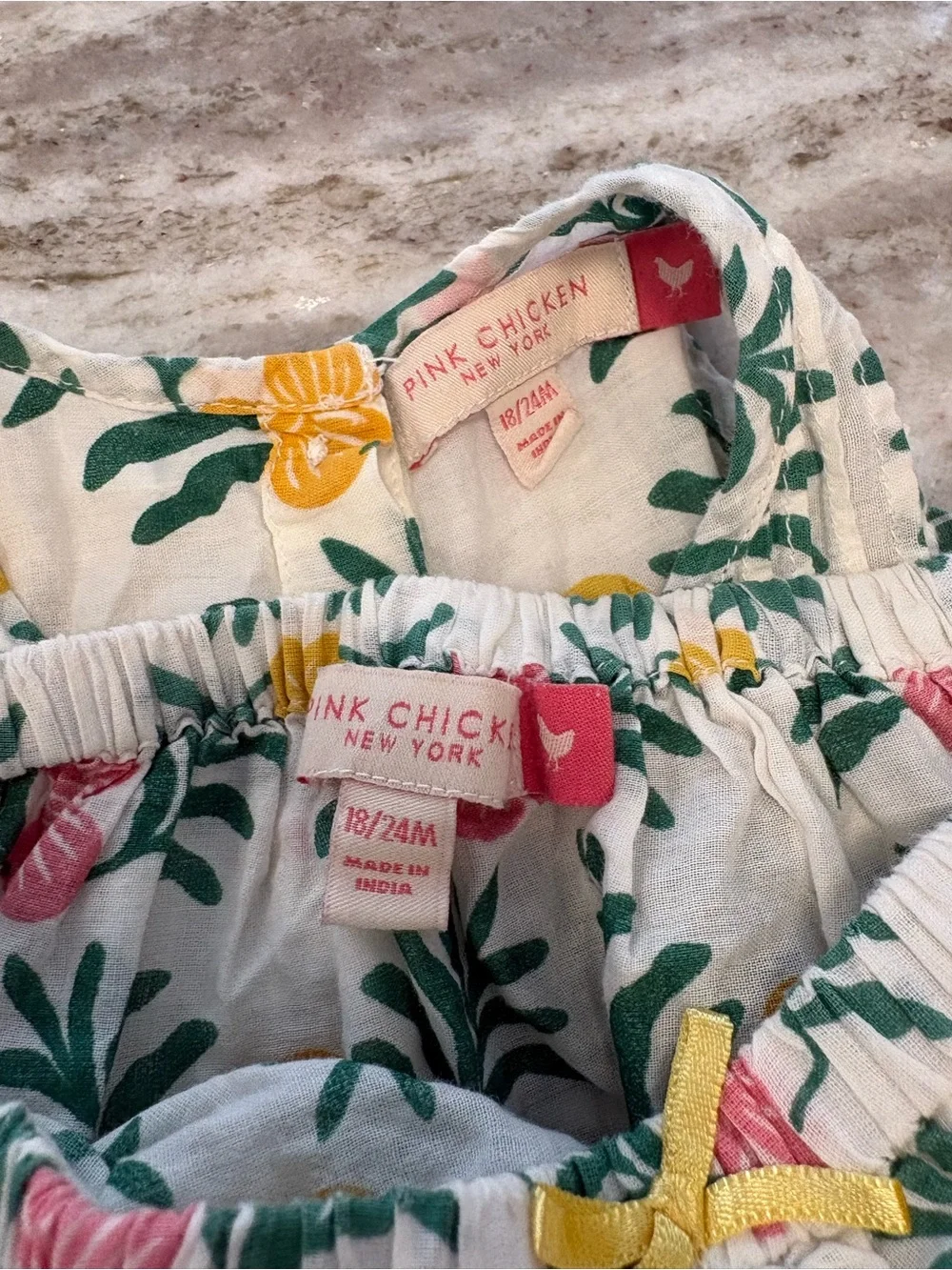 Pink Chicken Floral Two-Piece Set - Cream, Pink, Yellow & Green
